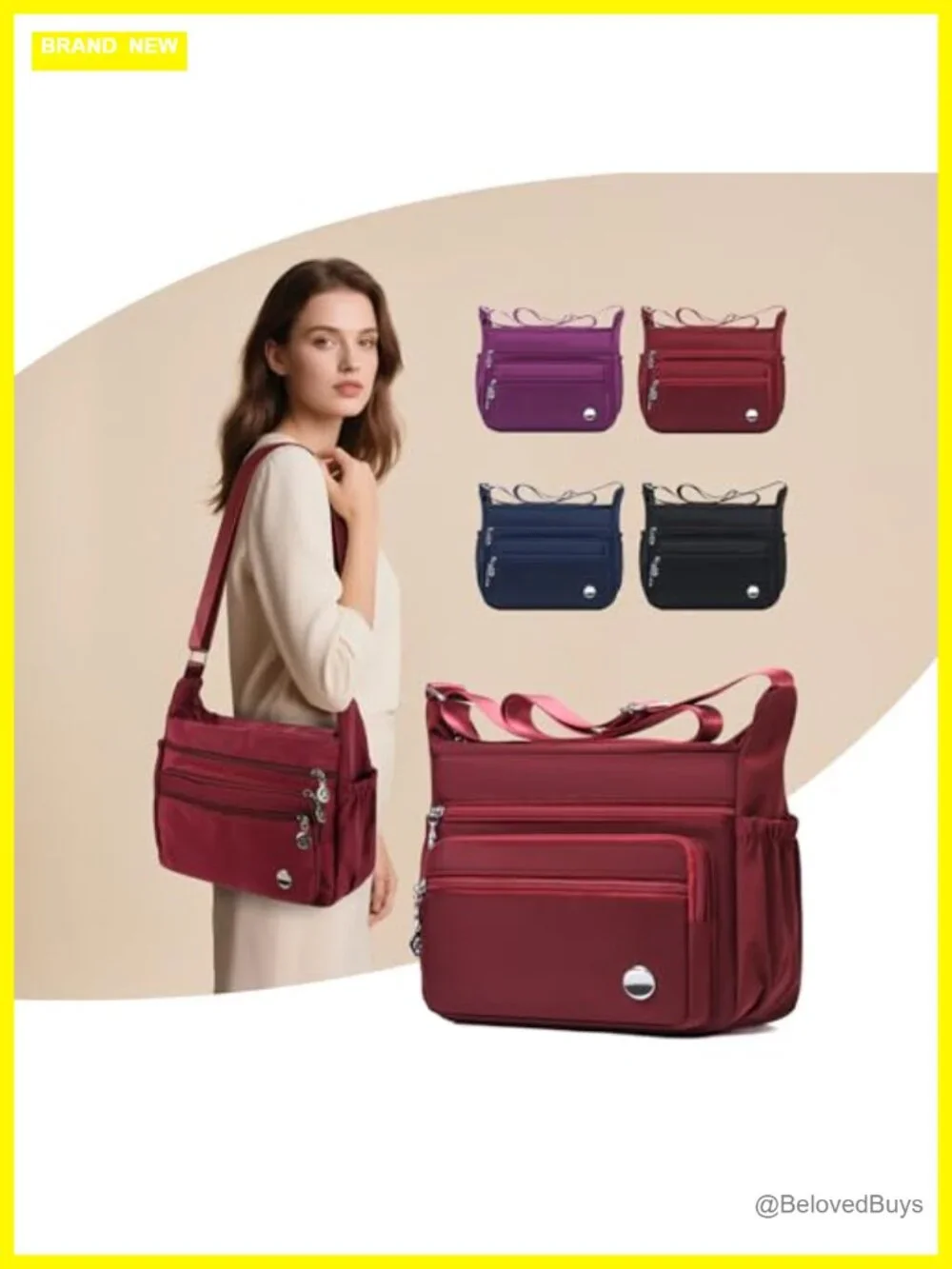 Crossbody Bag with Multiple Pockets, Shoulder Handbag, Tote Satchel, Fashion